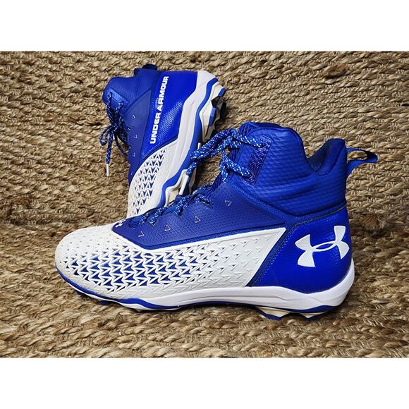 Under Armour Men's S 14 Team Hammer MR Football Cleats Blue White Athletic